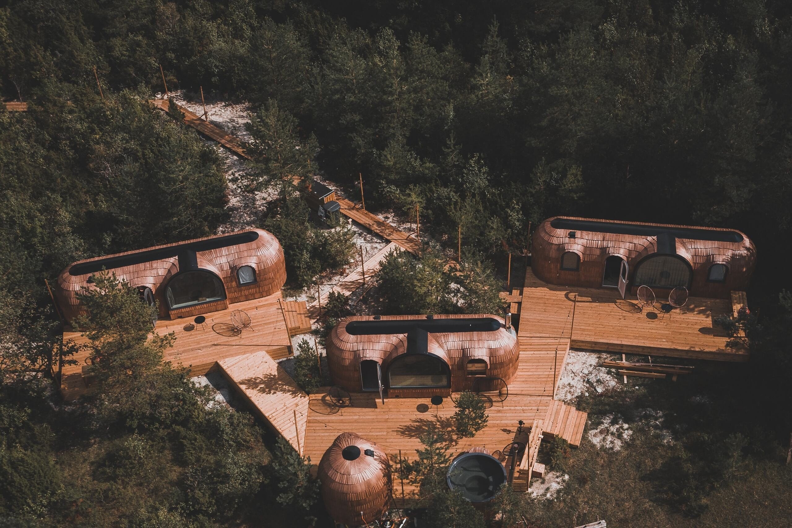 Nature spa of cabins and saunas in the forest